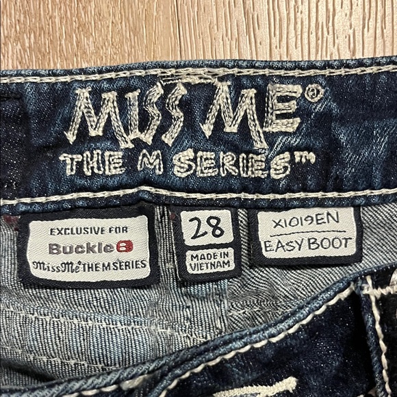 Miss Me The M Series Dark Indigo Distressed Boot Cut Jeans - Picture 2 of 6